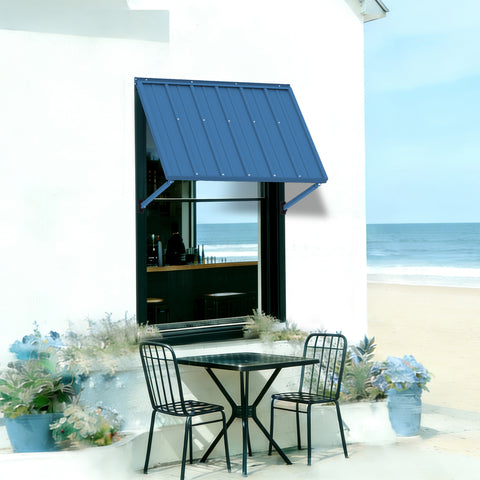 Kozyard Window Awning - Powder-Coated Iron Exterior Awning with 4-Level Adjustable Angles, All-Weather Protection (Rain/Sun/Snow) for Patio/Window, Stylish Outdoor Canopy Shelter
