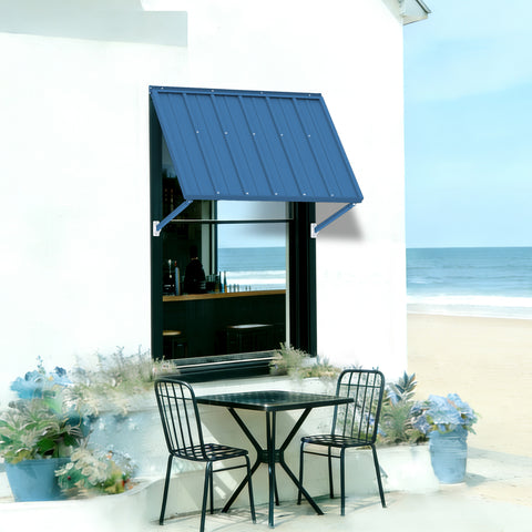 Kozyard Window Awning - Powder-Coated Iron Exterior Awning with 4-Level Adjustable Angles, All-Weather Protection (Rain/Sun/Snow) for Patio/Window, Stylish Outdoor Canopy Shelter
