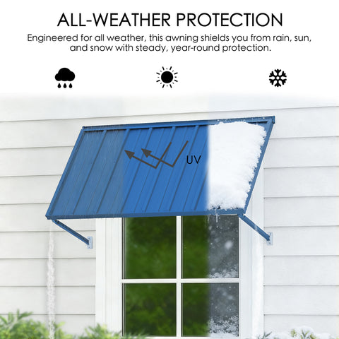 Kozyard All-Weather Window Awning -  Powder-Coated Iron Exterior Canopy (UV Protection, Rain/Snow Shield), Year-Round Steady Protection for Patio/Window
