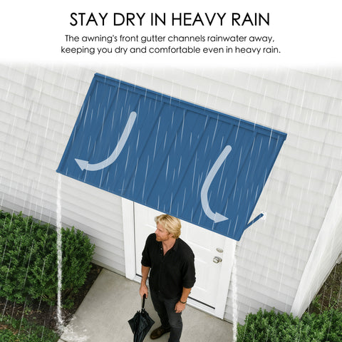 Kozyard Rain-Resistant Window Awning - Powder-Coated Iron Exterior Canopy with Front Gutter (Channels Heavy Rain), Dry Outdoor Shelter for Patio/Window
