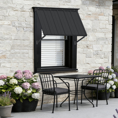 kozyard metal door awning, black color, durable waterproof sunshade canopy for house entrance, window porch residential outdoor
