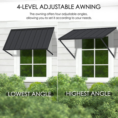 Kozyard 4-Level Adjustable Window Awning - Powder-Coated Iron Exterior Canopy (Lowest to Highest Angle Settings), Durable Outdoor Shelter for Windows/Patios
