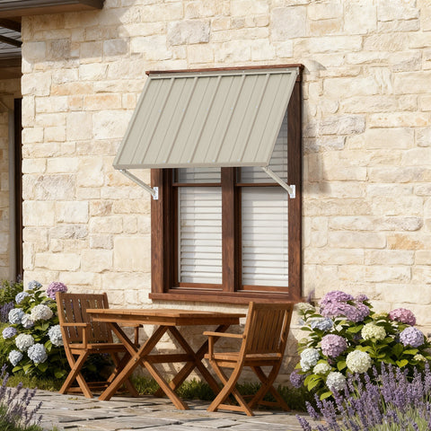 Kozyard Window Awning - Powder-Coated Iron Exterior Awning with 4-Level Adjustable Angles, All-Weather Protection (Rain/Sun/Snow) for Patio/Window, Stylish Outdoor Canopy Shelter
