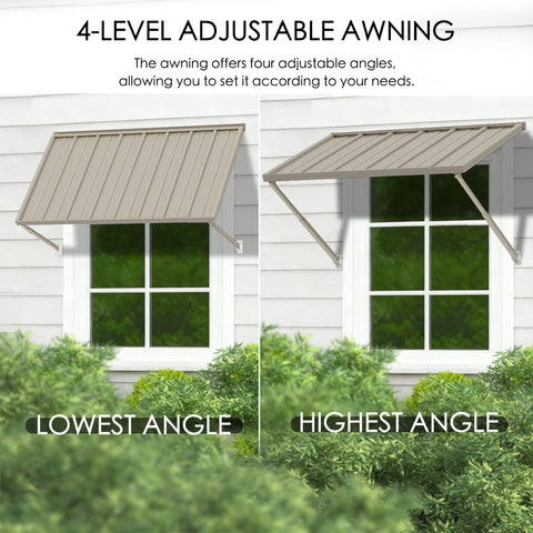 Kozyard 4-Level Adjustable Window Awning - Powder-Coated Iron Exterior Canopy (Lowest to Highest Angle Settings), Durable Outdoor Shelter for Windows/Patios
