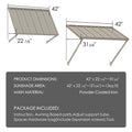 Kozyard Window Awning (42”x22 7/8”-31 3/8”) - Powder-Coated Iron Exterior Canopy (13 Sq Ft Sunshade), Includes Hardware/Tools for Outdoor Patio/Window Shelter

