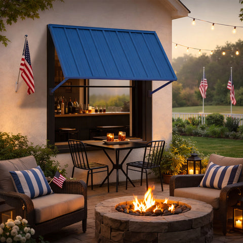 Kozyard Window Awning - Powder-Coated Iron Exterior Awning with 4-Level Adjustable Angles, All-Weather Protection (Rain/Sun/Snow) for Patio/Window, Stylish Outdoor Canopy Shelter

