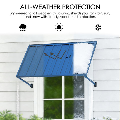 Kozyard All Weather Protection Window Canopy, Four Season Heavy Duty Snow Load and UV Protection Metal Awning, Anti Rust Exterior Door Rain Cover, Winter Frost and Summer Heat Proof Residential Porch Shelter