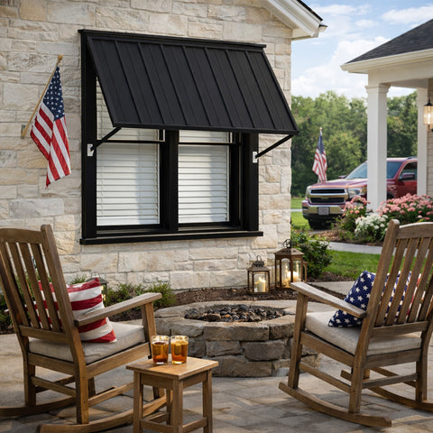 Kozyard Window Awning - Powder-Coated Iron Exterior Awning with 4-Level Adjustable Angles, All-Weather Protection (Rain/Sun/Snow) for Patio/Window, Stylish Outdoor Canopy Shelter
