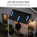 Kozyard Waterproof Exterior Door Awning with Front Gutter Channel, Heavy Rain Drainage Protection Demonstration, Metal Window Canopy Shedding Rainwater Away, Rustproof Outdoor Entryway Shield Keeping Person Dry