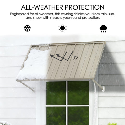 Kozyard Adjustable Window Awning – 4-Level Angle Adjustment, Powder-Coated Iron Door Canopy, All-Weather Rain, Snow & UV Protection