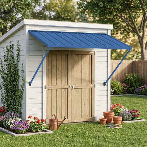 Kozyard Window Awning - Powder-Coated Iron Exterior Awning with 4-Level Adjustable Angles, All-Weather Protection (Rain/Sun/Snow) for Patio/Window, Stylish Outdoor Canopy Shelter
