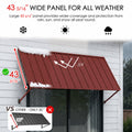 Kozyard 68 inch metal awning features an extra-wide 43 5/16 inch roof panel for expanded outdoor coverage and dependable year-round protection from sun, rain and snow. The wide metal canopy provides greater projection than many standard 32-inch awnings while helping shield doors, windows and entrances from UV exposure and changing weather. Ideal as an all weather awning, door canopy, window awning, patio cover, storefront awning, commercial entrance canopy, rain shelter and outdoor sun shade.