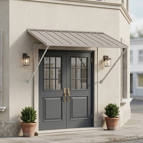 Kozyard Adjustable Window Awning – 4-Level Angle Adjustment, Powder-Coated Iron Door Canopy, All-Weather Rain, Snow & UV Protection