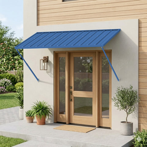 Kozyard Adjustable Window Awning – 4-Level Angle Adjustment, Powder-Coated Iron Door Canopy, All-Weather Rain, Snow & UV Protection