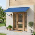 Kozyard 82 Inch Blue Metal Door Awning Exterior Metal Window Awning Canopy Modern Front Door Rain Protection Sun Shade Shelter for Home Entryway Patio House Porch Exterior Decor