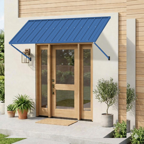 Kozyard Window Awning - Powder-Coated Iron Exterior Awning with 4-Level Adjustable Angles, All-Weather Protection (Rain/Sun/Snow) for Patio/Window, Stylish Outdoor Canopy Shelter
