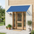 kozyard metal door awning, blue color, modern design, rainproof sunshade canopy for residential front door, window porch outdoor use
