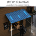 Kozyard Outdoor Metal Awning Rain Drainage System Front Gutter Design Heavy Rain Protection Waterproof Metal Canopy Shelter for Commercial Window Drive Thru Mobile Order Pickup Station