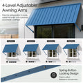 Kozyard 4 Level Adjustable Awning Arms Spring Button Locking Mechanism Customizable Sun Shade Coverage Angle Metal Window Canopy Shelter Easy Tilt Adjustment for Sun Protection
