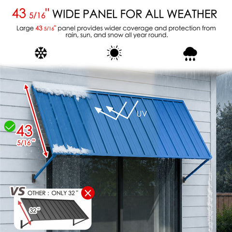 Kozyard Adjustable Window Awning – 4-Level Angle Adjustment, Powder-Coated Iron Door Canopy, All-Weather Rain, Snow & UV Protection