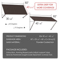 Kozyard 82 inch brown metal awning featuring an extra-deep 43 5/16 inch canopy and adjustable projection from about 30 5/8 to 42 1/8 inches. Built with powder-coated iron, this wall mounted outdoor awning offers approximately 34 sq. ft. of shade and weather coverage for windows, doors, patios, porches, storefronts and residential or commercial exterior spaces.