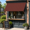 Kozyard 82 inch metal awning provides durable outdoor shade and weather protection for doors, windows, storefronts, cafes and commercial entrances. This brown wall-mounted fixed awning features a modern metal roof panel with sturdy support arms, creating reliable coverage from sun and rain while enhancing exterior curb appeal. Ideal as a commercial awning, door awning, window awning, storefront canopy, patio awning, entrance cover, rain shelter and outdoor sun shade for homes, restaurants and businesses.