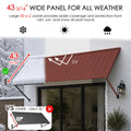 Kozyard 82 inch metal awning features an extra-wide 43 5/16 inch roof panel for expanded outdoor coverage and dependable year-round protection from sun, rain and snow. The wide metal canopy provides greater projection than many standard 32-inch awnings while helping shield doors, windows and entrances from UV exposure and changing weather. Ideal as an all weather awning, door canopy, window awning, patio cover, storefront awning, commercial entrance canopy, rain shelter and outdoor sun shade.
