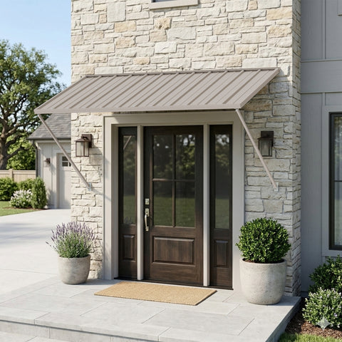 Kozyard Adjustable Window Awning – 4-Level Angle Adjustment, Powder-Coated Iron Door Canopy, All-Weather Rain, Snow & UV Protection