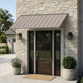 Kozyard 82 inch solid metal front door awning, heavy duty khaki steel window canopy, outdoor entry door rain shelter overhead protector, modern exterior house porch awning for sun rain protection, durable rust resistant powder coated iron frame design for residential homes