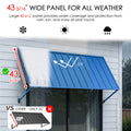 Kozyard 43 5/16-inch wide outdoor window awning with durable metal panel, designed for all-weather protection from rain, snow, sun, and UV rays. The extra-wide patio door and window canopy provides greater coverage than standard 32-inch awnings, helping shield exterior doors and windows year-round. Stylish, sturdy Kozyard awning for homes, patios, porches, entryways, and outdoor living spaces.