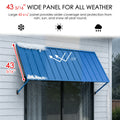Kozyard 43 5/16 inch wide panel metal window awning built for all-weather protection against snow, sun, UV rays, and rain. Durable powder-coated iron awning canopy provides wide coverage and all-season weather protection for residential patio doors and commercial storefront windows.