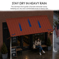 Kozyard outdoor metal awning helps keep entrances, windows and patio areas protected during heavy rain with an integrated front gutter designed to channel rainwater toward the sides. The sloped metal roof promotes efficient water runoff while providing dependable overhead coverage for residential and commercial spaces. Ideal as a rain awning, door canopy, window awning, storefront awning, patio rain cover, entrance shelter, commercial canopy and outdoor sun shade for cafes, restaurants, homes and businesses