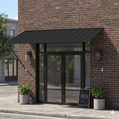 Kozyard Adjustable Window Awning – 4-Level Angle Adjustment, Powder-Coated Iron Door Canopy, All-Weather Rain, Snow & UV Protection