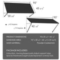 Kozyard 95 inch door awning dimensions diagram 95 x 30.6 to 42.1 inch adjustable metal window canopy powder coated iron frame 39 sq ft coverage sunshade area specs hardware expansion screws tool kit for outdoor door window awning canopy installation