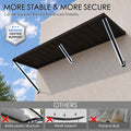 Kozyard heavy duty metal door awning featuring enhanced center support rod design stable secure iron frame structure superior durability over brittle plastic awning rust prone metal roof weak bracket outdoor window canopy rain shelter