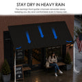 Kozyard heavy duty outdoor door awning with front gutter system efficient rainwater drainage keep dry in heavy rain storm dark grey metal window awning exterior rain shelter porch canopy for commercial storefront home entrance