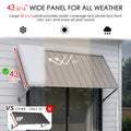 Kozyard 43 5/16-inch wide outdoor window awning with durable metal panel, designed for all-weather protection from rain, snow, sun, and UV rays. The extra-wide patio door and window canopy provides greater coverage than standard 32-inch awnings, helping shield exterior doors and windows year-round. Stylish, sturdy Kozyard awning for homes, patios, porches, entryways, and outdoor living spaces.