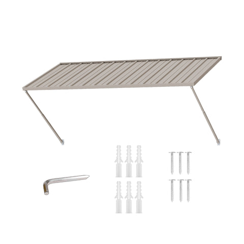 Kozyard Metal Fixed Awning Complete Installation Hardware Kit, Heavy Duty Wall Mount Iron Window Door Canopy Accessories, Expansion Screws, Anchors and Installation Wrench Included, Waterproof Commercial Storefront Sun Rain Shelter Replacement & Assembly Parts