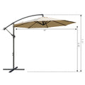 A side - view diagram of a 10 - foot beige cantilever patio umbrella with measurements. The height of the pole is 7.71 feet and the height from the base to the bottom of the canopy is 6.82 feet. The umbrella is mounted on a black base.10 - Foot Beige Cantilever Patio Umbrella Dimensions. Outdoor Offset Umbrella: Beige Canopy with Size Details. Cantilever umbrella, patio umbrella, outdoor umbrella, beige umbrella, 10 - foot canopy, umbrella dimensions.
