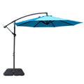 Blue Cantilever Patio Umbrella with Weighted Base. Blue cantilever patio umbrella with a sturdy weighted base, perfect for outdoor shade and garden decor. Cantilever umbrella, patio umbrella, outdoor shade, garden decor, blue umbrella, weighted base