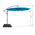 A side - view diagram of a 10 - foot blue cantilever patio umbrella with measurements. The height of the pole is 7.71 feet and the height from the base to the bottom of the canopy is 6.82 feet. The umbrella is mounted on a black base.0 - Foot Blue Cantilever Patio Umbrella Dimensions. Outdoor Offset Umbrella: Blue Canopy with Size Details. Cantilever umbrella, patio umbrella, outdoor umbrella, blue umbrella, 10 - foot canopy, umbrella dimensions.
