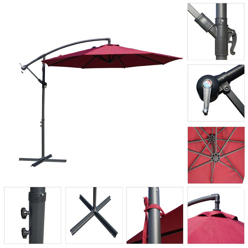 Kozyard 10' Large Outdoor Patio Umbrella, Offset Cantilever Hanging Market Style  without Base Included, Ideal for Balcony, Patio Table, Garden Terrace (3 Color Options)