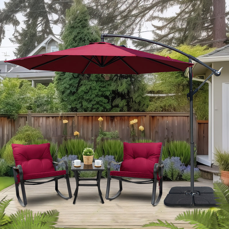 ozyard 10' Large Outdoor Patio Umbrella with Base (Square 40"x40"), Offset Cantilever Hanging Market Style, Ideal for Balcony, Patio Table, Garden Terrace