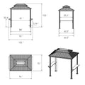 Kozyard hardtop BBQ gazebo dimension guide and structural engineering layout specifications. Displays precise sizing measurements including total height of 103 inches, length of 105 inches, width of 70 inches, and heavy-duty 3.54-inch wide aluminum support pillars. Perfect technical architectural plan blueprint for homeowners planning patio, backyard, or garden installation of this premium double roof metal barbecue grill canopy shelter.