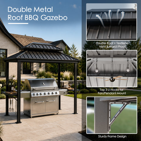 Kozyard 6' x 8' BBQ Hardtop Grill Gazebo, Outdoor Grill Shelter with D – Kozyard LLC