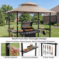 Kozyard BBQ Canopy with Storage – Multi-functional design with bottle opener, shelves & hooks, durable steel frame & weather-resistant fabric, practical outdoor grilling solution
