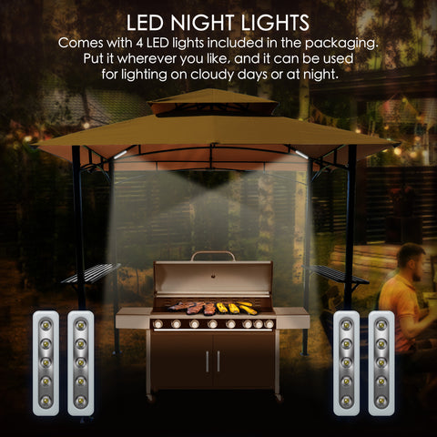 Kozyard Andra Soft Top BBQ Canopy - 8'X5' Outdoor Grill Gazebo Grill Canopy (Tent) with 4pcs Detachable LED Light, Perfect for Barbecue & Grill, Outdoor Canopy