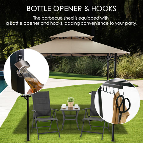 Kozyard Andra Soft Top BBQ Canopy - 8'X5' Outdoor Grill Gazebo Grill Canopy (Tent) with 4pcs Detachable LED Light, Perfect for Barbecue & Grill, Outdoor Canopy