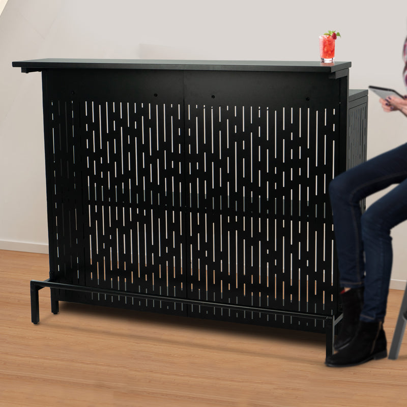 Kozyard Home Bar Unit - Indoor Bars with Storage Cabinet and Shelves - Black Bar Unit for Kitchen Storage Organization for Home Bar Furniture Console Table with Shelves