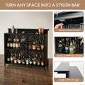 Kozyard Home Bar Unit – Built-in glass holders, dual countertops, 2-tier open storage, sturdy wood & metal, transforms space into a stylish bar
